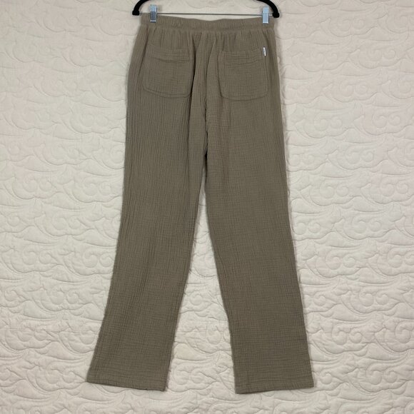 Calvin Klein Crinkle Cotton Pants Pull On Size Medium Straight Leg Relaxed Fit - Picture 3 of 12